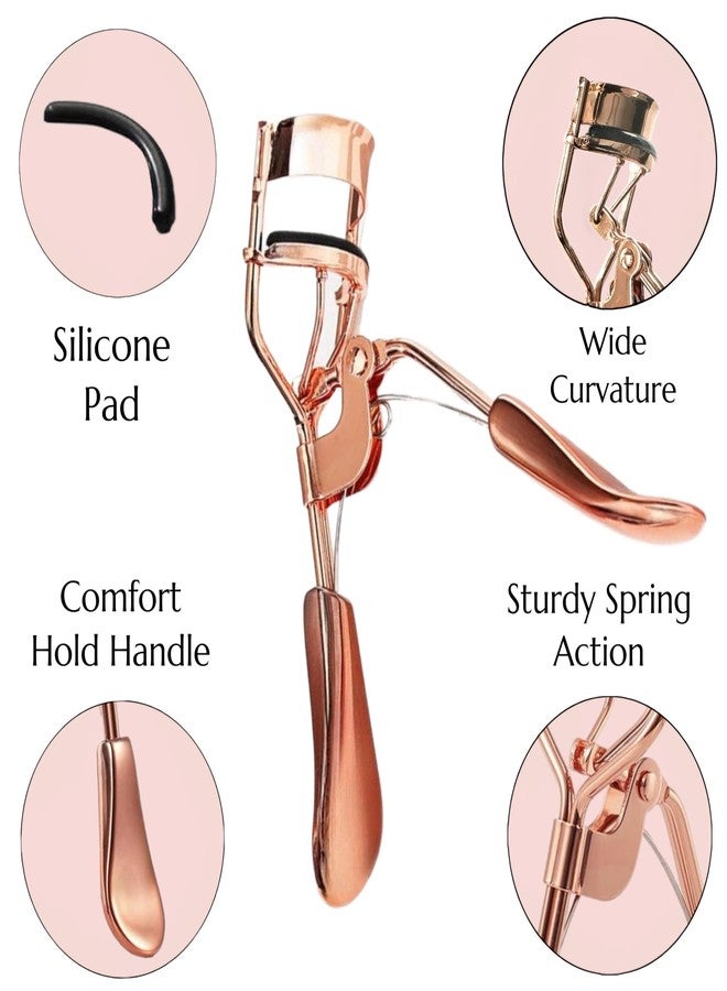 ALAZCO Professional Eyelash Curler Long Lasting Lifted Eyelashes Ergonomic Comfort Hold Perfect Curls in Seconds (x2 Rose Gold) - Image 3