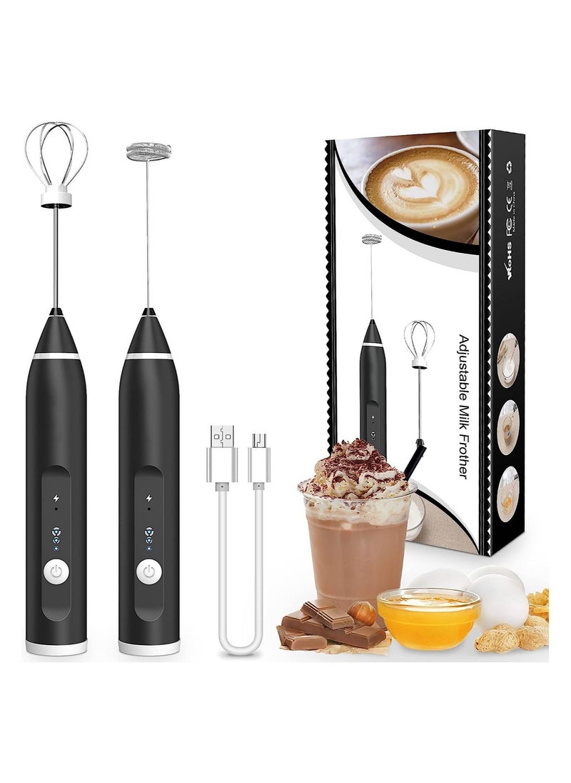Milk Frother, Handheld Electric Egg Whisk USB Rechargeable Foam Maker with Stainless Steel Whisks & 3 Speed Adjustable Egg Beater Mini Blender Drink Mixer Milk Frother for Coffee Chocolate Egg Mix - Image 1