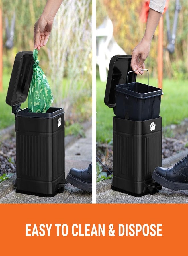 Pupzle Dog Poop Trash Can Outside, Metal Dog Waste Trash Can with Lid Outdoor, Waste Container with Pedal Garbage Poop Bin, Poo Bucket Outdoor with Lid for Backyard Odor Control, 30 Bags - Image 5