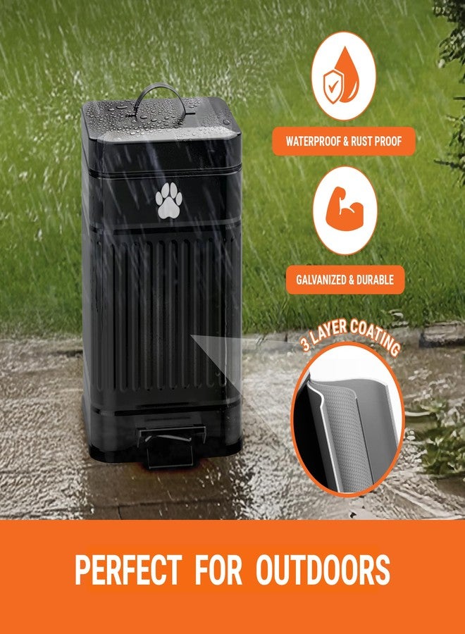 Pupzle Dog Poop Trash Can Outside, Metal Dog Waste Trash Can with Lid Outdoor, Waste Container with Pedal Garbage Poop Bin, Poo Bucket Outdoor with Lid for Backyard Odor Control, 30 Bags - Image 3