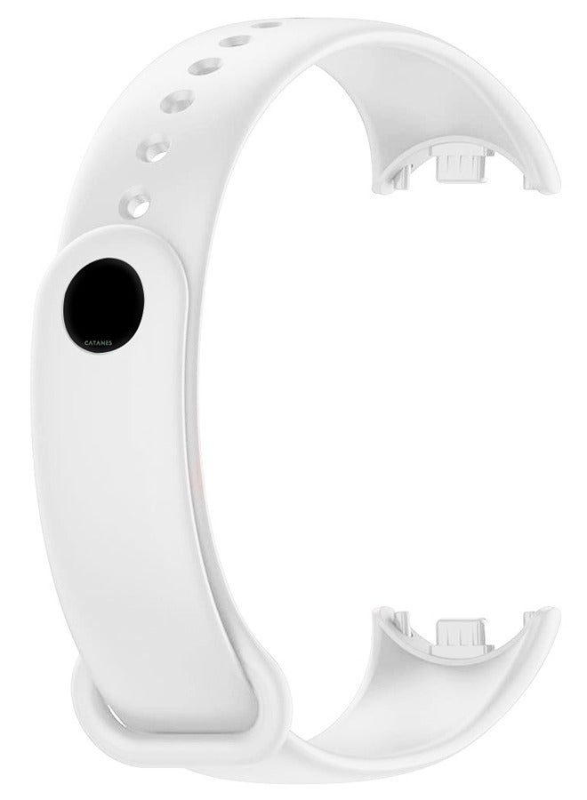 CATANES (لـ Mi Band 8 و 9) حزام بديل رياضي من السيليكون الناعم لسوار ساعة Xiaomi Mi Band 8 و 9 ملحقات للنساء والرجال باللون الأبيض - Image 1