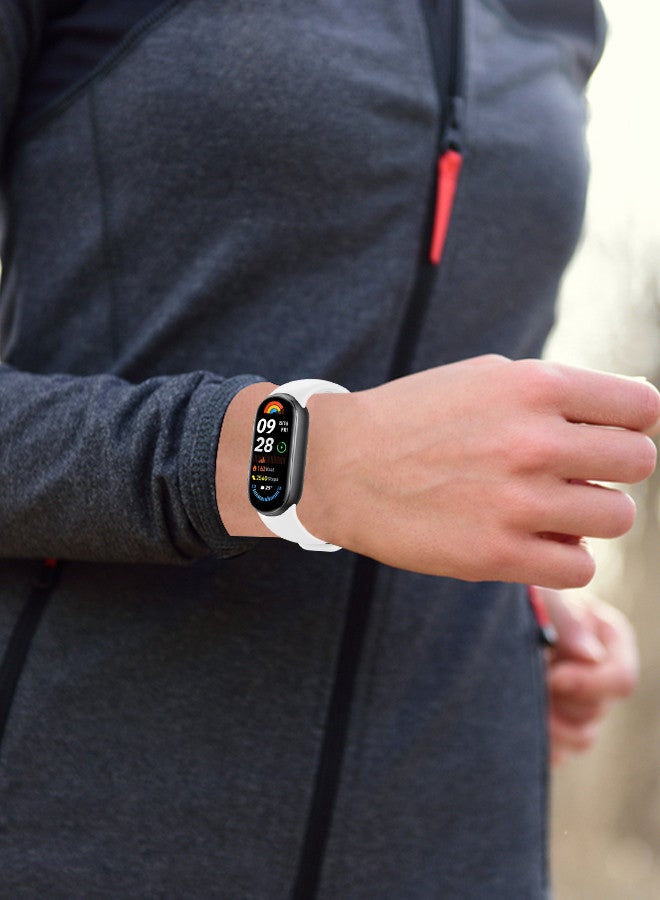 CATANES (لـ Mi Band 8 و 9) حزام بديل رياضي من السيليكون الناعم لسوار ساعة Xiaomi Mi Band 8 و 9 ملحقات للنساء والرجال باللون الأبيض - Image 4