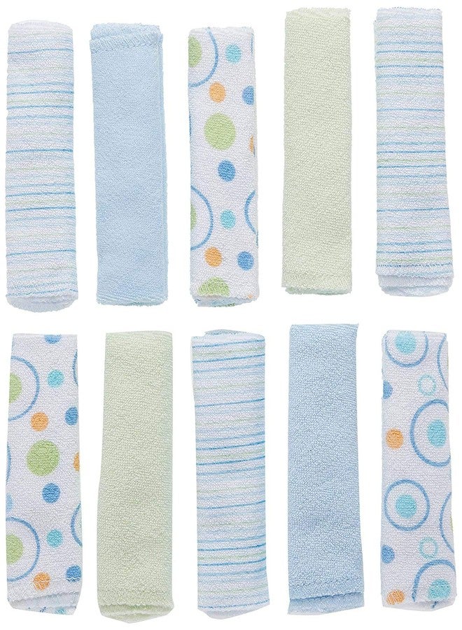 Spasilk Washcloth Wipes Set for Newborn Boys and Girls, Soft Terry Washcloth Set, Pack of 10, Blue Circles - Image 5