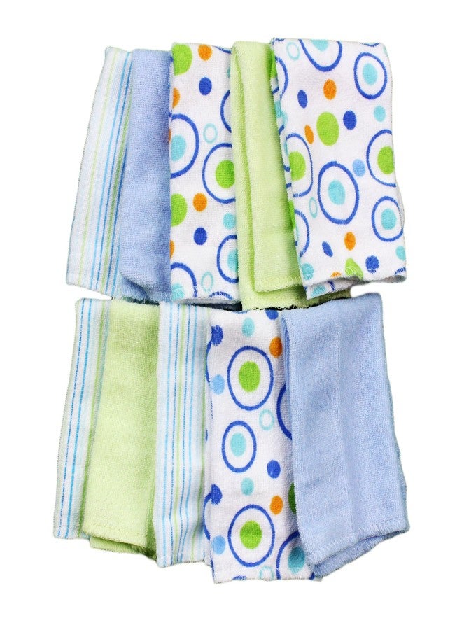Spasilk Washcloth Wipes Set for Newborn Boys and Girls, Soft Terry Washcloth Set, Pack of 10, Blue Circles - Image 2