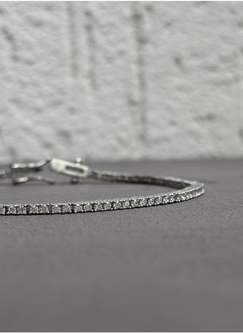 Al Kasr Jewelry Tennis Bracelet - Sterling Silver 925 with Sparkling Zircon Stones - Plated Rhodium White Gold 18K  - Image 4