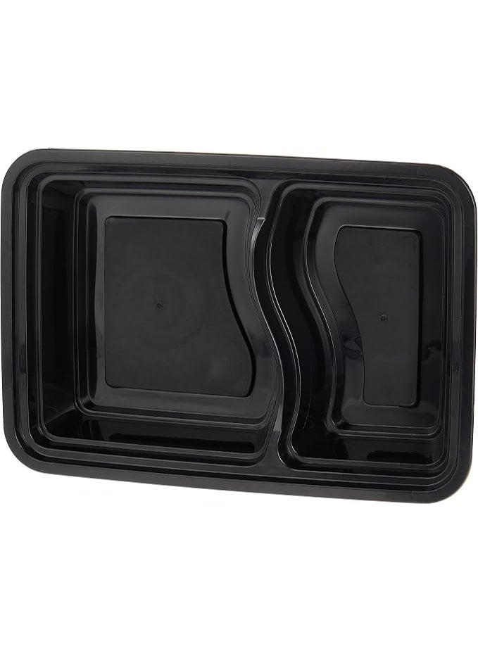Lynacz Original 48 Pieces Microwave Disposable Container With Lid Rectangular - 2 Compartment Meal Prep Container Set - Plastic Container For Kitchen Food Storage - Take Away Containers For Lunch Boxes - Image 4
