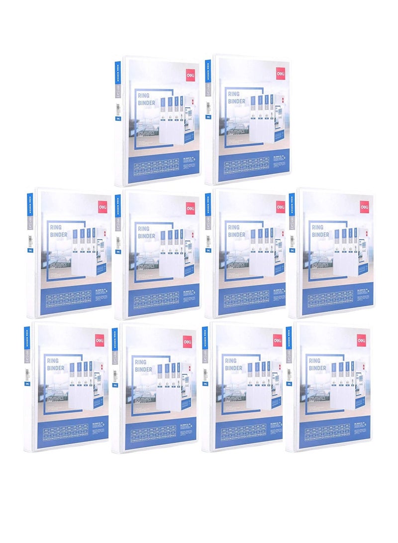 Deli 10-Piece Ring Binder White Two Rings 1Inch Wide  - Image 1