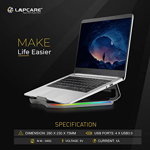 LAPCARE Legend Aluminium Alloy Tabletop RGB Laptop Stand, Space Grey - Image 3