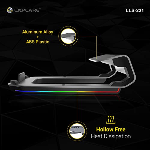 LAPCARE Legend Aluminium Alloy Tabletop RGB Laptop Stand, Space Grey - Image 5