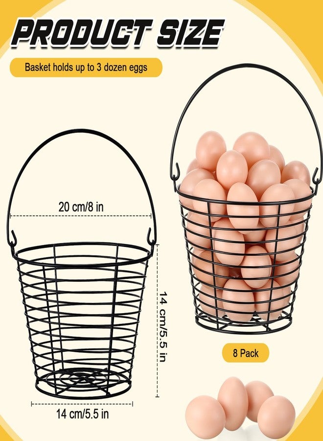 Tandefio 8 Pcs 8" Egg Basket for Storage Collecting Carrying and Transporting Chicken and Duck Eggs, Farm Grade Wire Storage Basket - Image 2