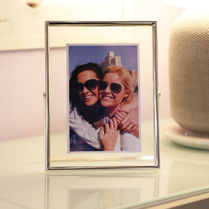 أهاجو Ahago Silver Floating Frame (5 "" x7 "" رأسية) للصورة 4x6 3.5x5 2x3 على الطاولة ، إطار صورة هدية راقية لمهرجان الزفاف أو المكتب د؟ - Image 5