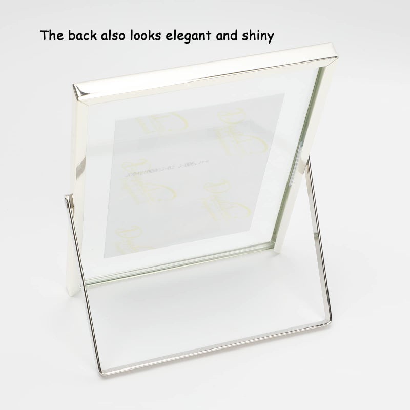 أهاجو Ahago Silver Floating Frame (5 "" x7 "" رأسية) للصورة 4x6 3.5x5 2x3 على الطاولة ، إطار صورة هدية راقية لمهرجان الزفاف أو المكتب د؟ - Image 4