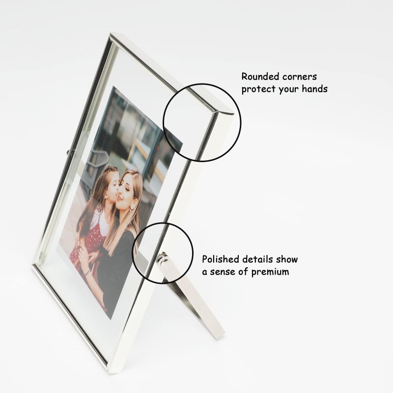 أهاجو Ahago Silver Floating Frame (5 "" x7 "" رأسية) للصورة 4x6 3.5x5 2x3 على الطاولة ، إطار صورة هدية راقية لمهرجان الزفاف أو المكتب د؟ - Image 3