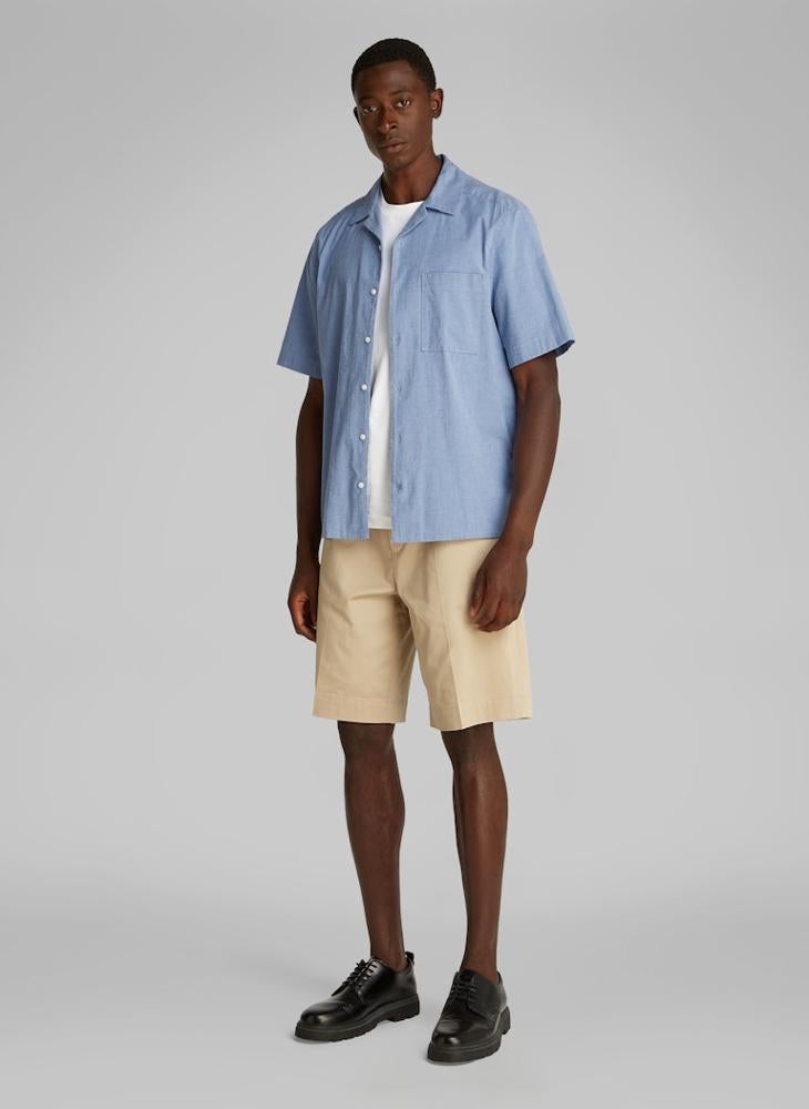 CALVIN KLEIN - Chambray Cuban Short Sleeve Shirt - Image 1