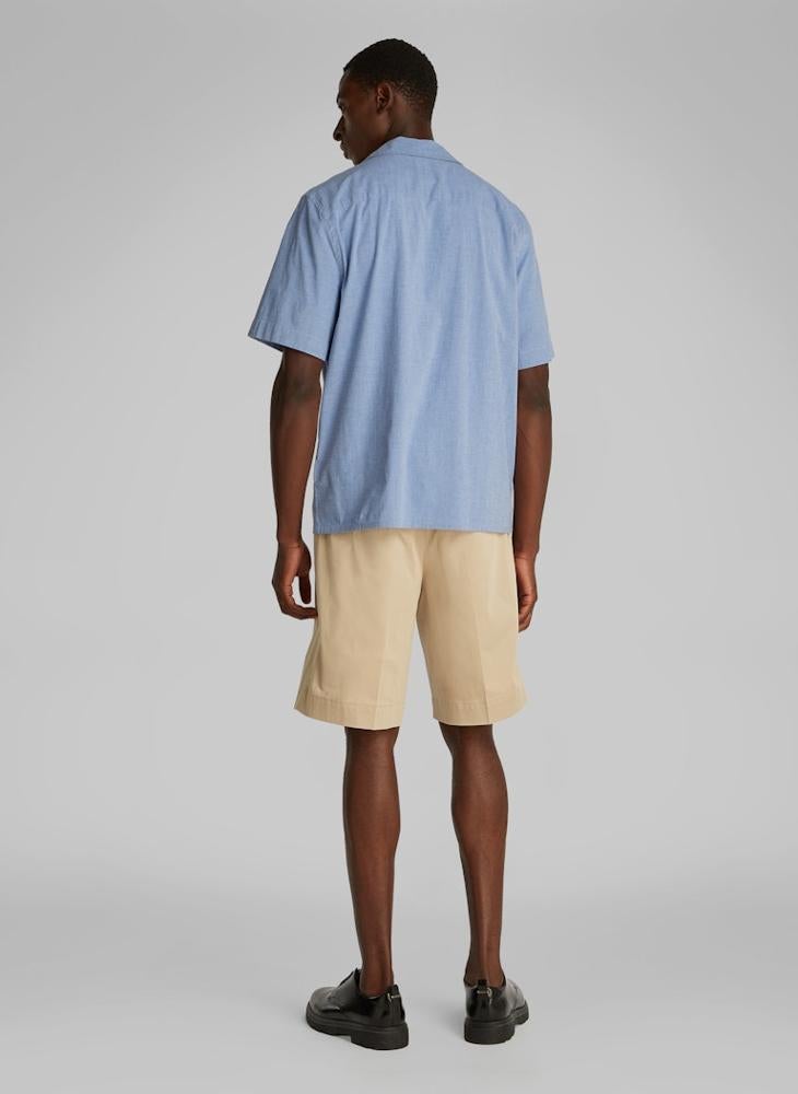 CALVIN KLEIN - Chambray Cuban Short Sleeve Shirt - Image 1