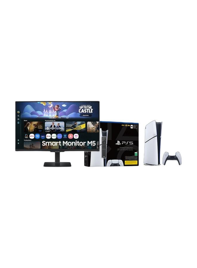 Sony M5 x PS5 Entertainment Set - 27” Smart Monitor M5 FHD + PlayStation 5 Digital Edition with Controller - Image 1