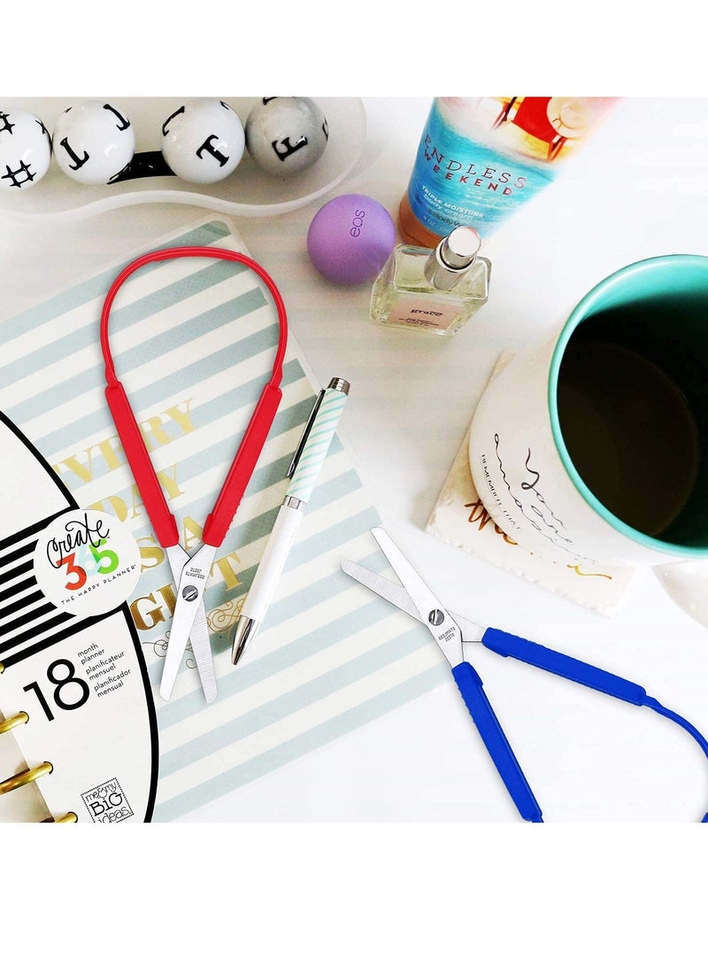 Zikra Loop Scissors, Colorful Grip Scissors Loop Handle Self-Opening Scissors Adaptive Cutting Scissors - Image 5