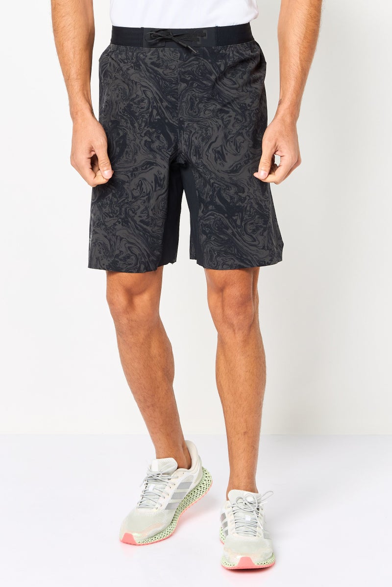 UNDER ARMOUR Men Loose Fit Printed Drawstring Training Shorts, Grey - Image 1