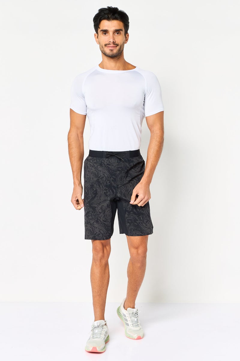 UNDER ARMOUR Men Loose Fit Printed Drawstring Training Shorts, Grey - Image 3