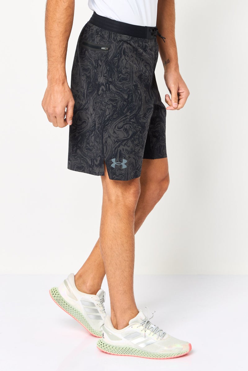 UNDER ARMOUR Men Loose Fit Printed Drawstring Training Shorts, Grey - Image 4