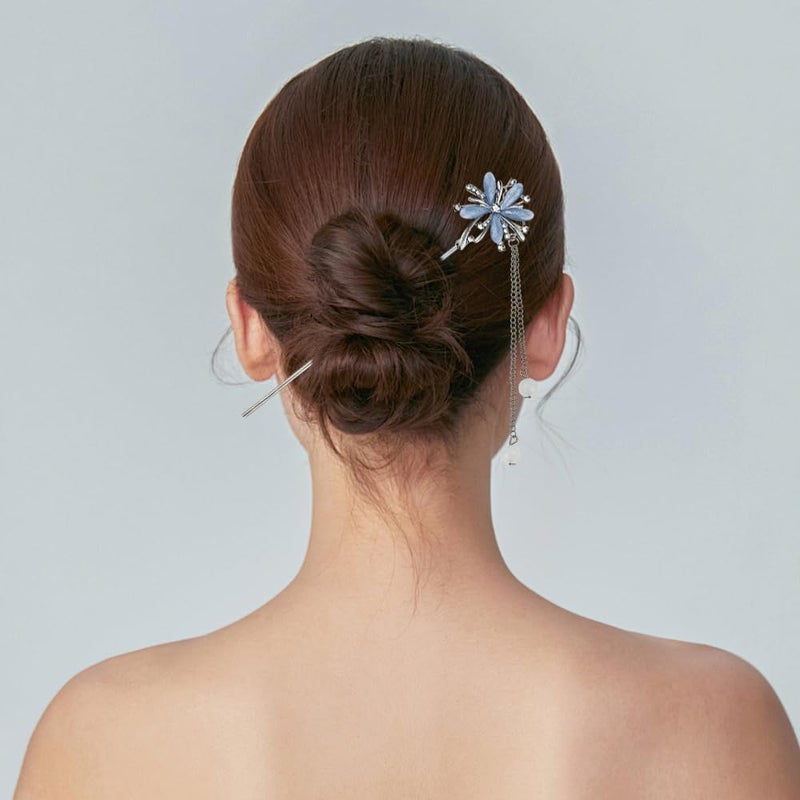 Arvintas 3PCS Hair Sticks for Buns Long Hair Chinese Hanfu Asian Vintage Hair Chopsticks Metal Silver - Image 4