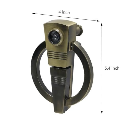 Pastlla Antique Door Knocker and Viewer, 180-Degree View Angle Door Knocker, 5.4 Inch Height Knocker Door Hardware Door Knockers Home (Bronze) - Image 2