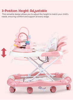 Bulba Baby Walker With Rocker for Baby, Kids Walker with Three Adjustable Height Foot Mat Canopy Musical Toy Bar Activity Walker for Toddlers Kids Walker for Baby Boy Girl 6-18months Pink - pzsku/ZED3CE6A81A28C6DA110BZ/45/_/1728126571/58230685-0119-4b3d-b6c4-6581d0e36b59