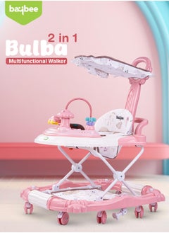 Bulba Baby Walker With Rocker for Baby, Kids Walker with Three Adjustable Height Foot Mat Canopy Musical Toy Bar Activity Walker for Toddlers Kids Walker for Baby Boy Girl 6-18months Pink - pzsku/ZED3CE6A81A28C6DA110BZ/45/_/1728126577/3781a521-d767-419c-ab3b-a56fda43cc4a