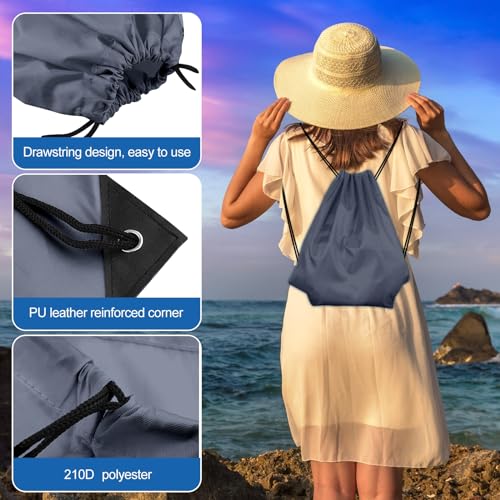 KUUQA 12 Pcs Drawstring Backpack Bags Bulk Gray Drawstring Bag Foldable Gym Bag Sports Cinch Sack String Backpack Storage Bags for Women Men Shopping Gym Travel Sports - Image 3
