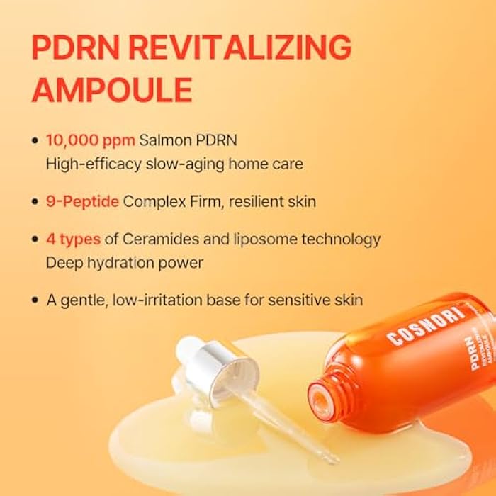 COSNORI PDRN Revitalizing Ampoule - Korea Facial Serum with Salmon PDRN & 9-Peptide Complex - 4 Ceramides for Hydration, Firmness & Radiant Skin, Korean Skincare (50ml / 1.69 fl. oz.) - Image 2