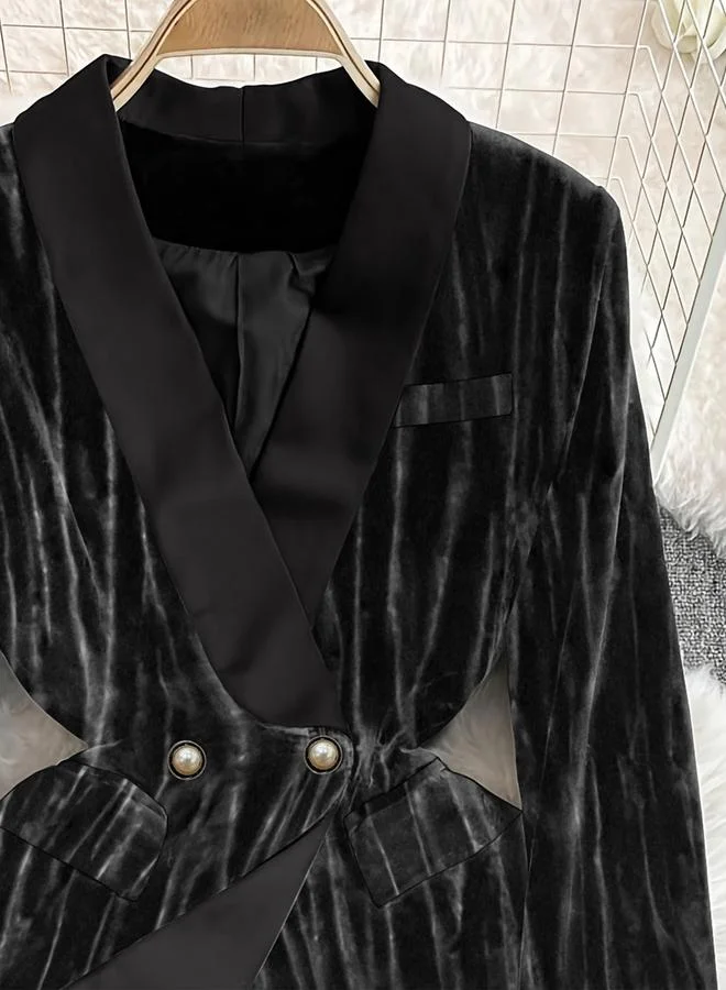 Take Two Black Velvet Blazer and Trousers Co-ords