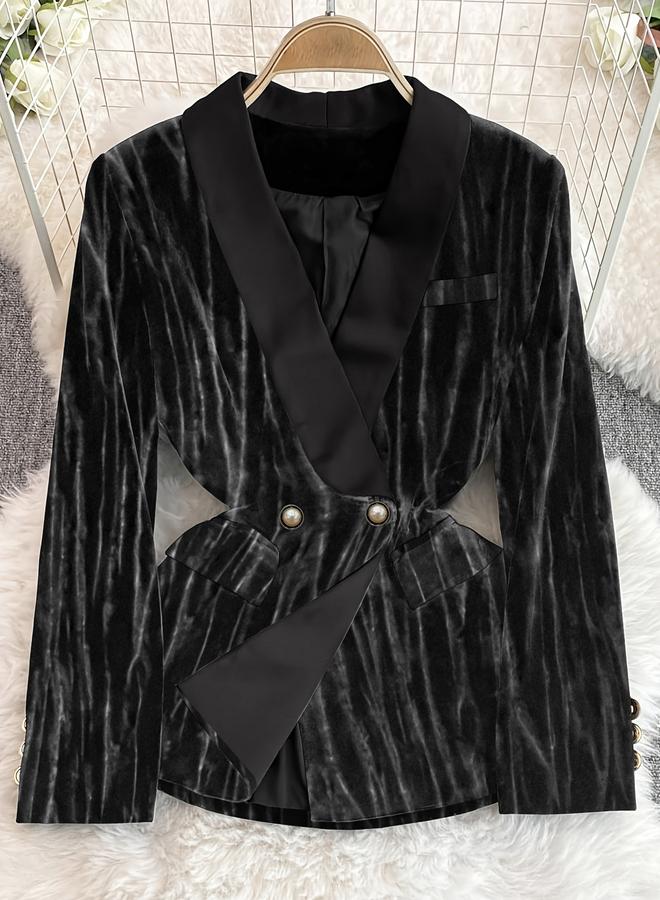 Take Two Black Velvet Blazer and Trousers Co-ords - Image 3