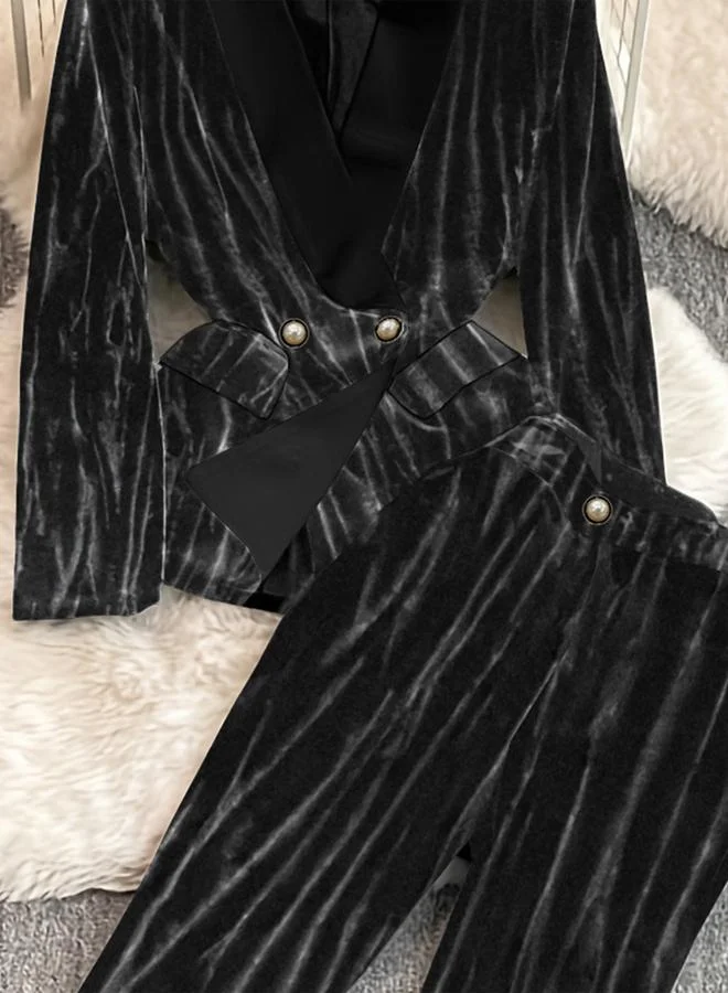 Take Two Black Velvet Blazer and Trousers Co-ords
