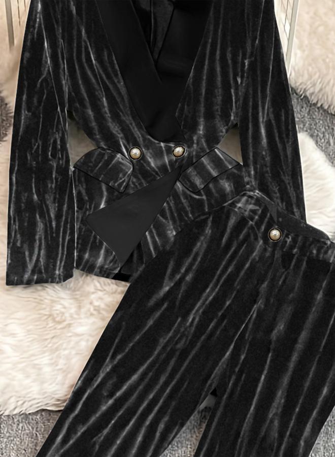 Take Two Black Velvet Blazer and Trousers Co-ords - Image 4