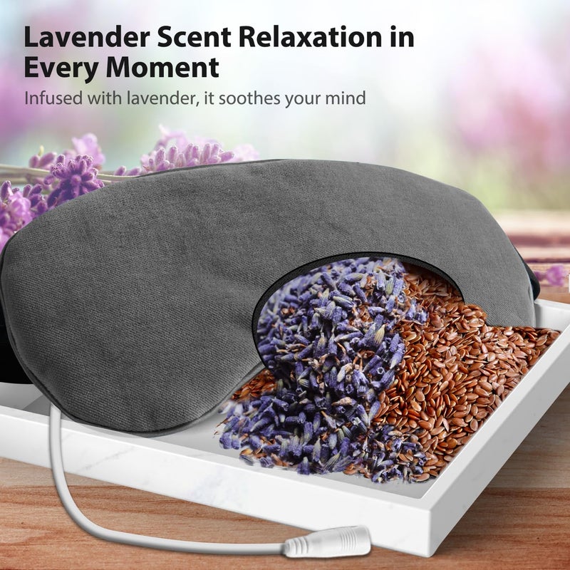 Ezona Heated Eye Mask, Warm Eye Compress Mask, USB Electric Eye Heating Pad with Temperature & Timer Control, Dry Eye Mask for Dry Eyes Blepharitis Sinus Migraine Stye MGD Puffiness Gray - Image 5