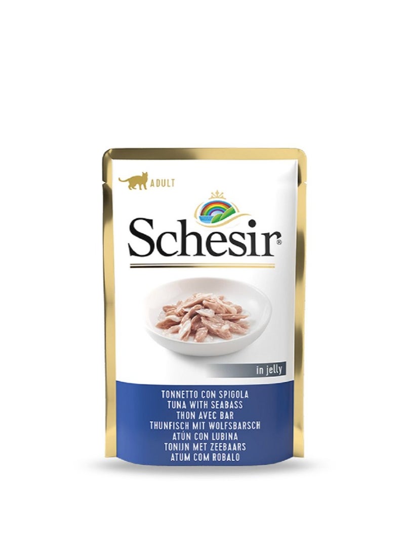 شيسر شيسير - كيس قطط جيلي تونة مع قاروص 85 جم