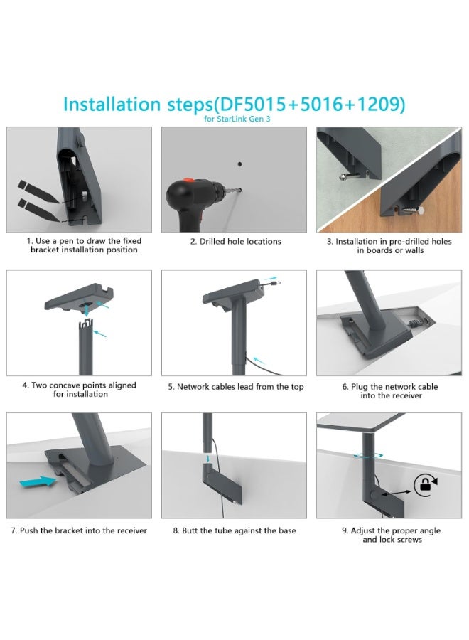 Adjustable Starlink Wall Mount, for Pole Mount, Roof Mount, Short Wall Mount,Compatible with Starlink Gen 3/Mini Pole Bracket and Mounting Kit Accessories - Image 3