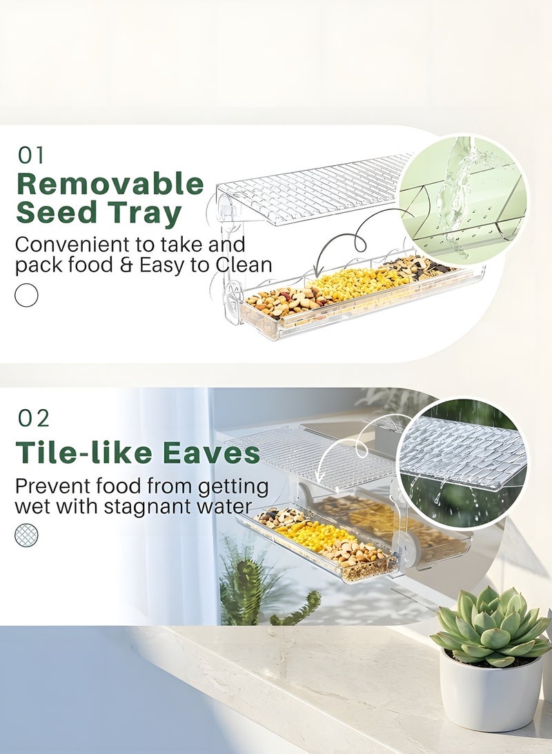 Beauenty Window Bird Feeder for Outdoors, Clear Bird Feeders Window Mounted with Strong Suction Cups, Transparent Birds House Outside Wild Watching for Garden, Yard, Elderly Kids Viewing - Image 4