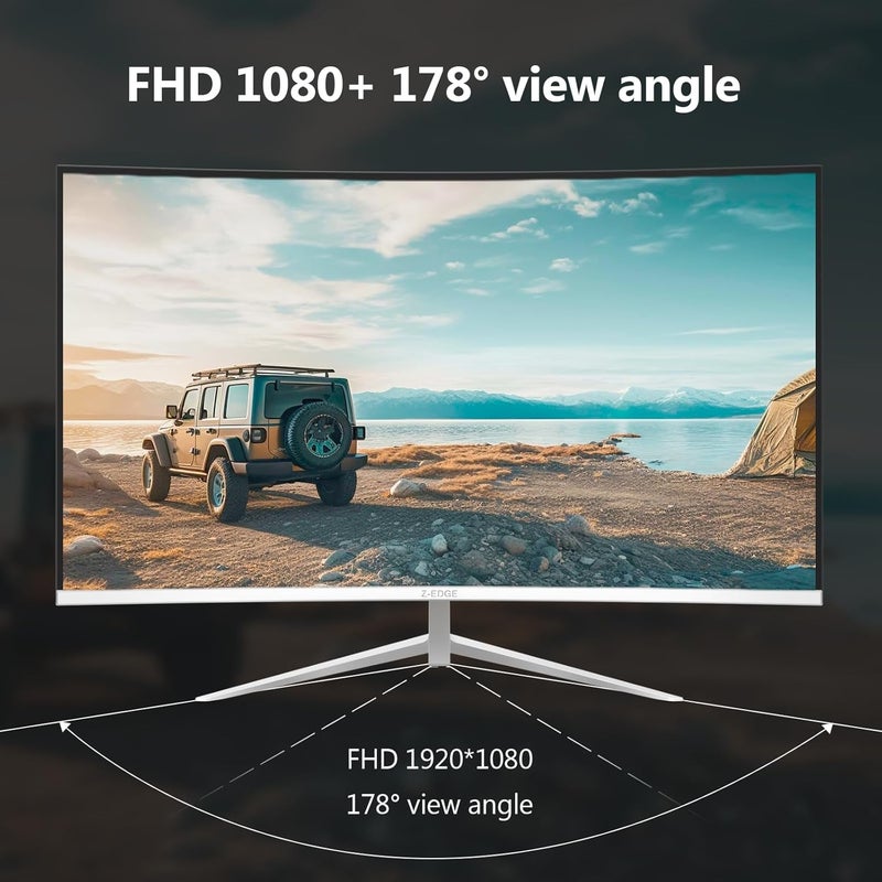 Z Z-Edge شاشة ألعاب منحنية Z-Edge بحجم 24 بوصة، دقة كاملة HD 1080P 1920x1080، إضاءة خلفية LED، مع معدل تحديث 75 هرتز وتقنية العناية بالعين، زاوية رؤية واسعة 178 درجة U24C، مكبرات صوت مدمجة، منافذ VGA+HDMI - Image 5