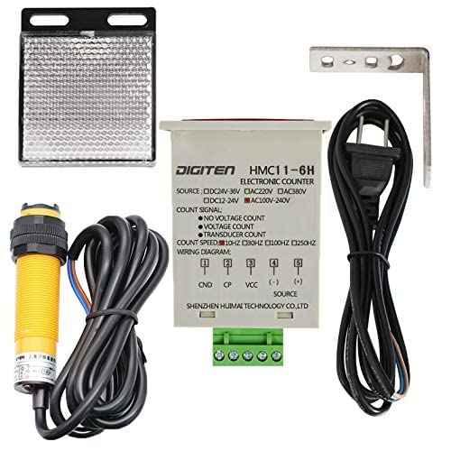 DIGITEN 0-999999 Digital LED Counter +PhotoElectric Switch Sensor +Reflector Automatic Conveyor Belting 100-240VAC 6 Digits Mini Customer Traffic Counter Electronic Totalizer - Image 2