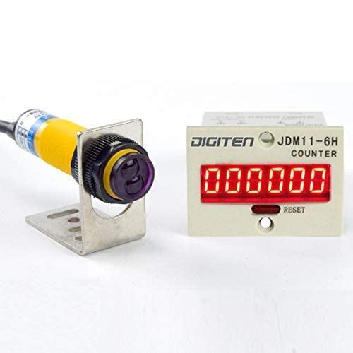 DIGITEN 0-999999 Digital LED Counter +PhotoElectric Switch Sensor +Reflector Automatic Conveyor Belting 100-240VAC 6 Digits Mini Customer Traffic Counter Electronic Totalizer - Image 3