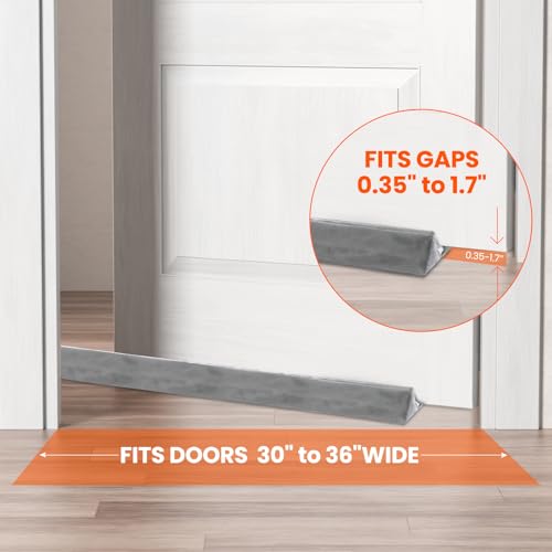 GDHOMM Door Draft Stopper for Bottom of Doors Weather Stripping Door Gap Filler Soundproof Size Adjustable 30"-36", Gray - Image 3