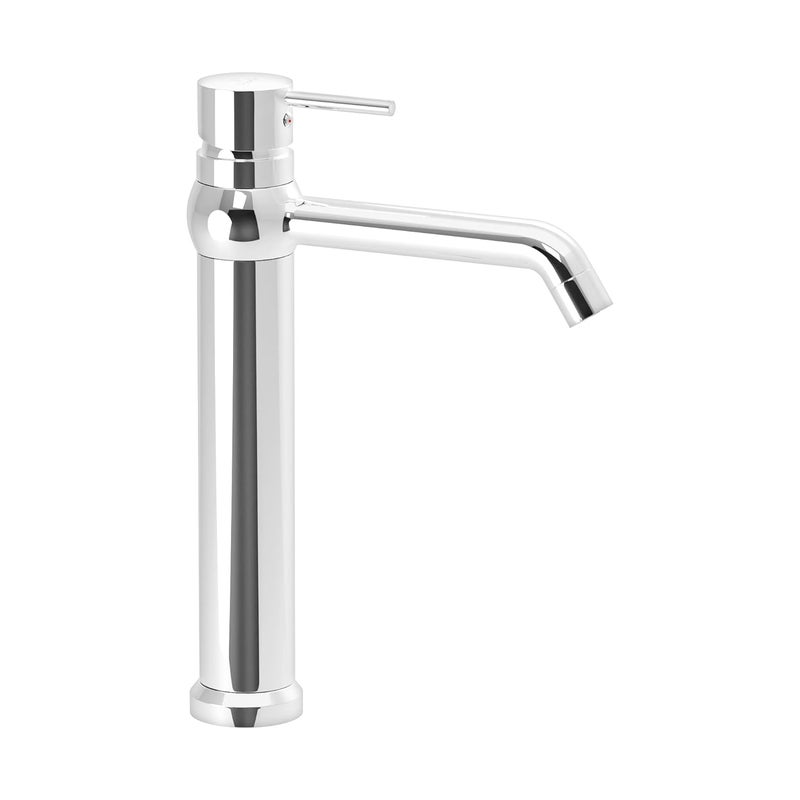 Pixaflo Brass Extended Tall Body Hot Cold Single Lever Basin Mixer 12 Tap with 360Degree Swivel Spout and 24 inches Long Braided Hoses Chrome Florent - Image 1