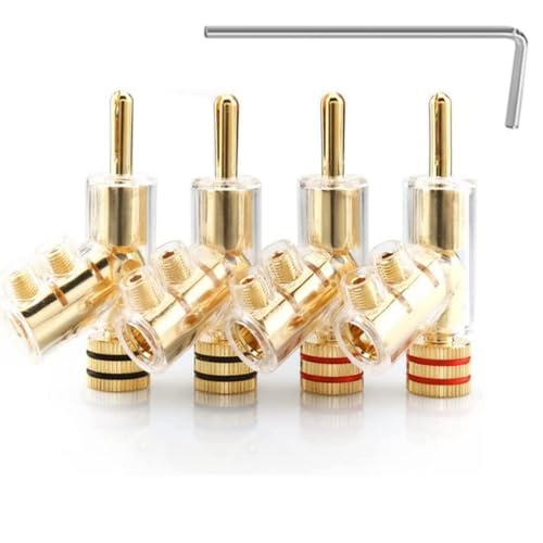 Tertullus 4Pcs Banana Clips Connectors Banana Plugs for Speaker Wire Gold Plated Screw Locking Connectors for Speaker Wire,AV Receiver, Amplifier, Surround Sound - Image 1