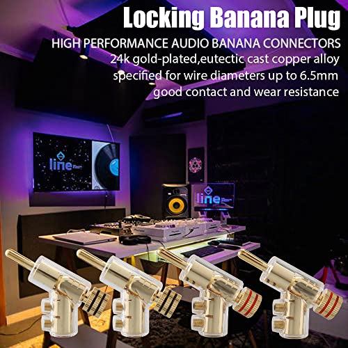 Tertullus 4Pcs Banana Clips Connectors Banana Plugs for Speaker Wire Gold Plated Screw Locking Connectors for Speaker Wire,AV Receiver, Amplifier, Surround Sound - Image 3