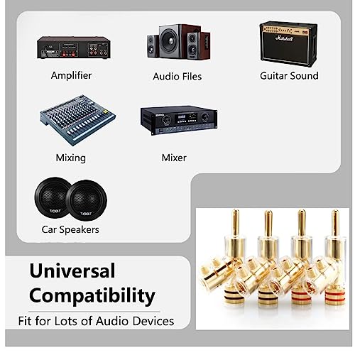 Tertullus 4Pcs Banana Clips Connectors Banana Plugs for Speaker Wire Gold Plated Screw Locking Connectors for Speaker Wire,AV Receiver, Amplifier, Surround Sound - Image 4