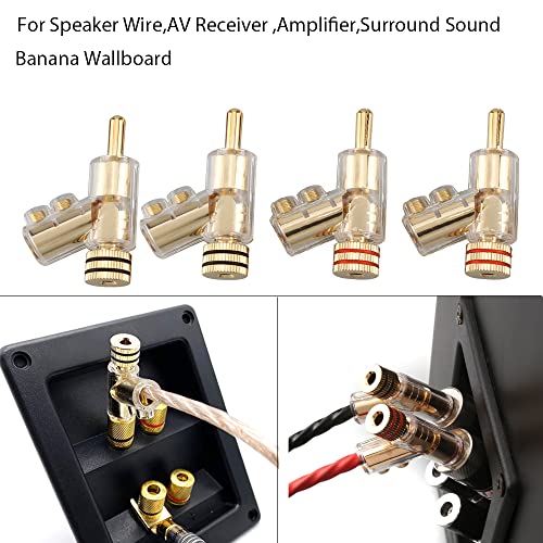 Tertullus 4Pcs Banana Clips Connectors Banana Plugs for Speaker Wire Gold Plated Screw Locking Connectors for Speaker Wire,AV Receiver, Amplifier, Surround Sound - Image 2