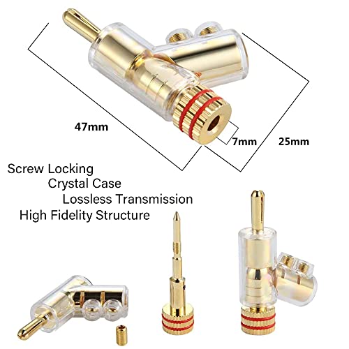 Tertullus 4Pcs Banana Clips Connectors Banana Plugs for Speaker Wire Gold Plated Screw Locking Connectors for Speaker Wire,AV Receiver, Amplifier, Surround Sound - Image 5