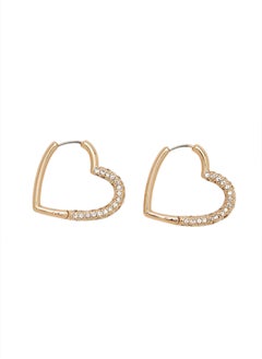 FOREVER 21 Rhinestone Heart Hoop Earrings  - Image 1