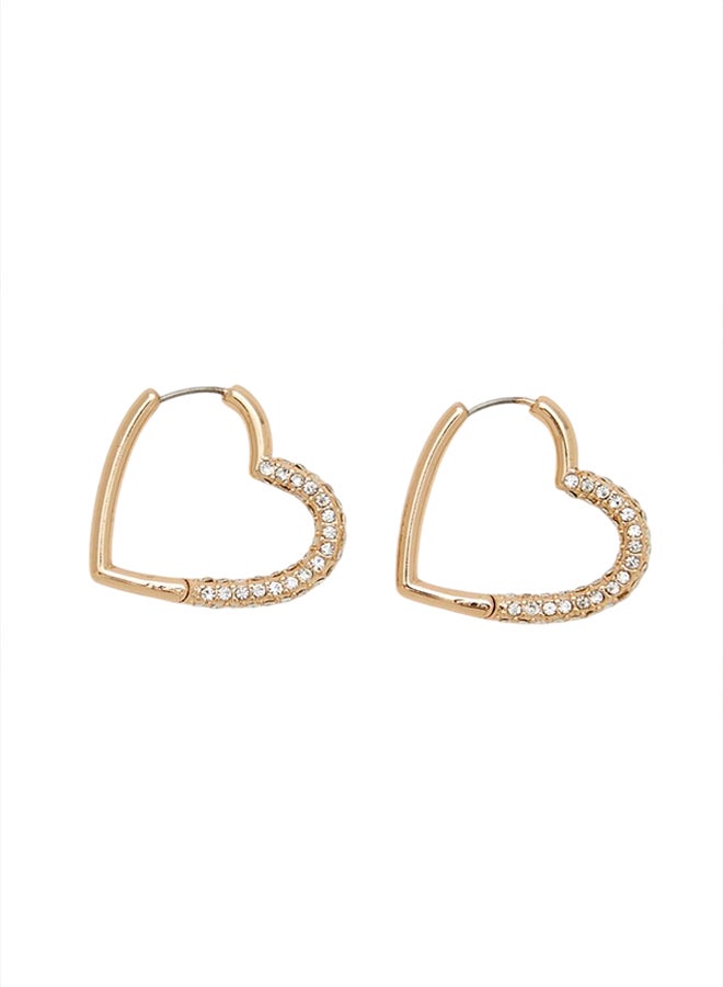FOREVER 21 Rhinestone Heart Hoop Earrings  - Image 1